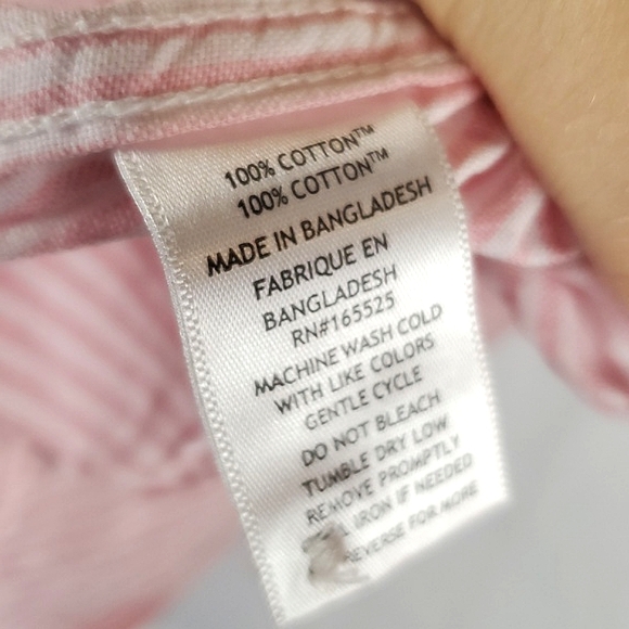 Lola River 100% Cotton Pink And White Button Down‎ Blouse - Picture 5 of 6